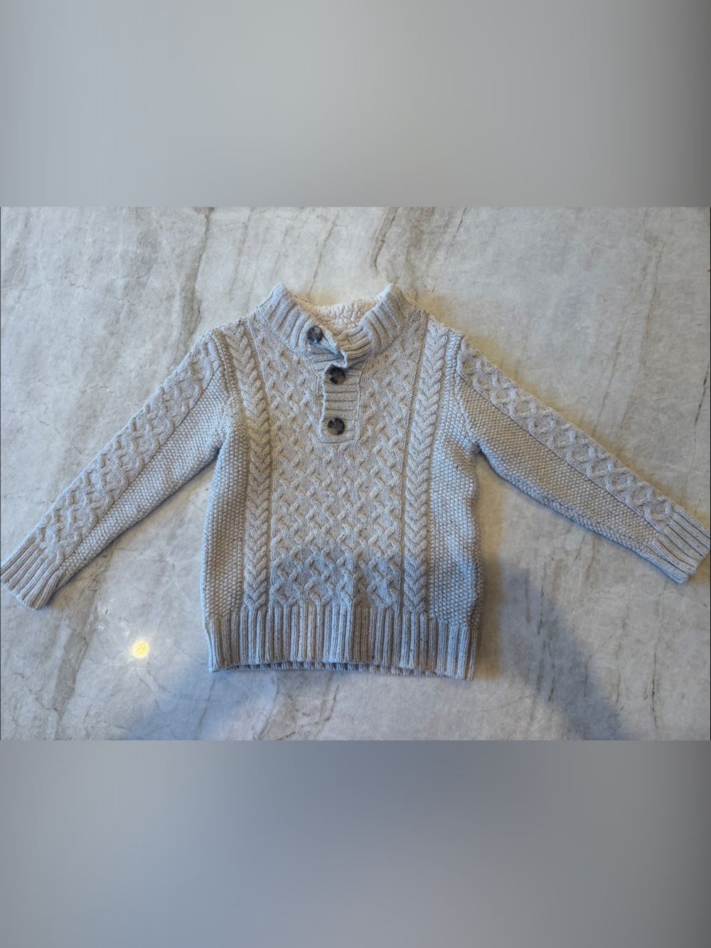 Cat & Jack Cream Cable Knit Button-Front Turtleneck Sweater